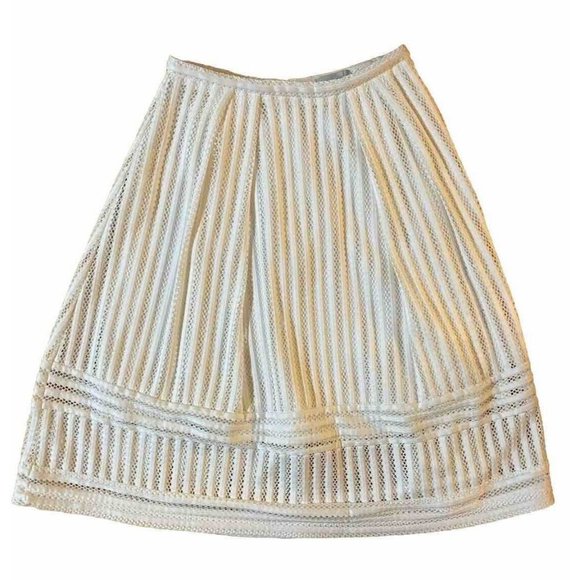 H&M White Mesh Overlay  Skirt Lined Midi Size 6  Rear Zipper - Picture 1 of 8